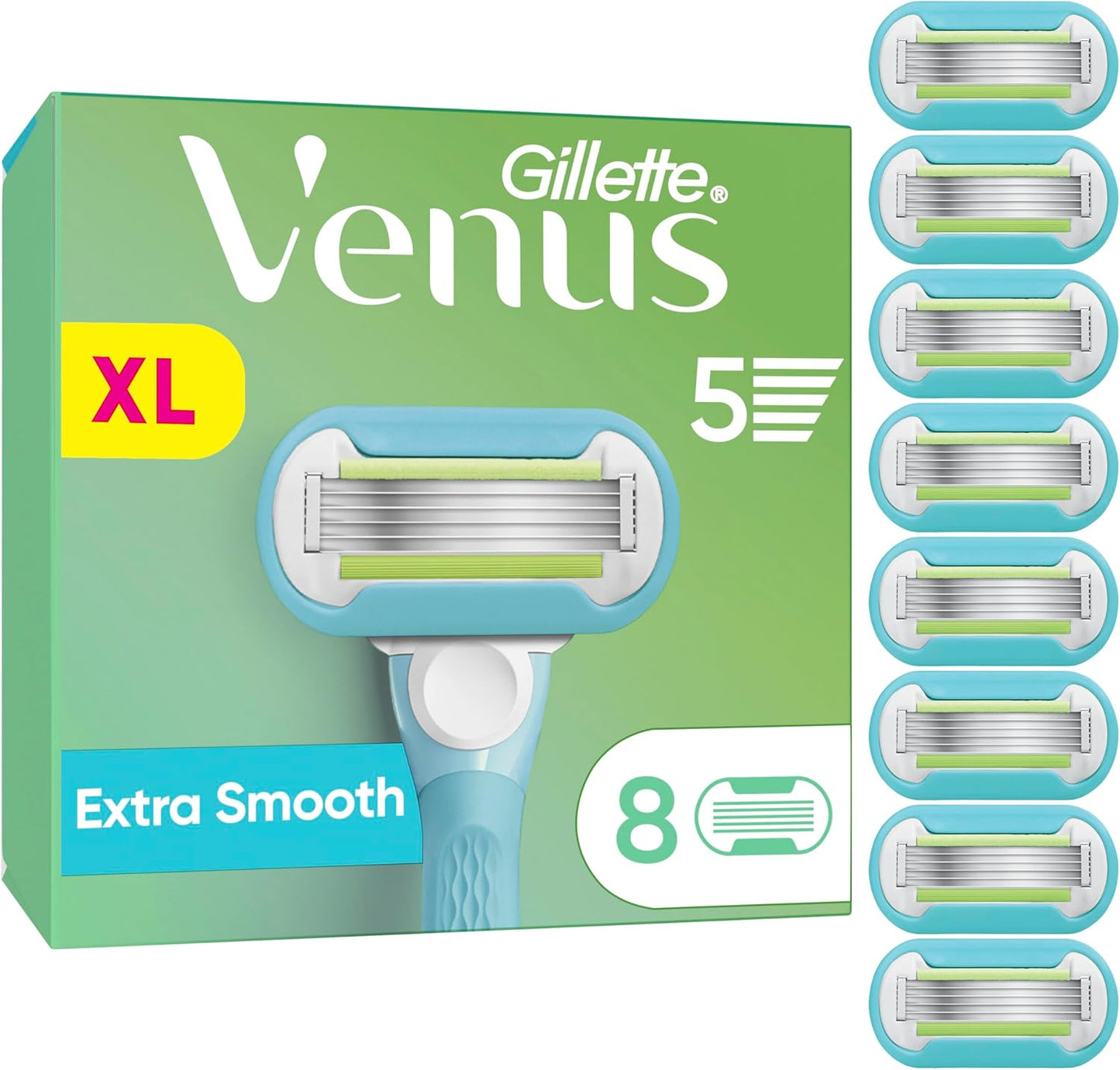 Gillette Venus Extra Smooth Damenrasierklingen, 8 ORIGINAL Ersatzklingen - Kompatibel mit Venus Rasierern