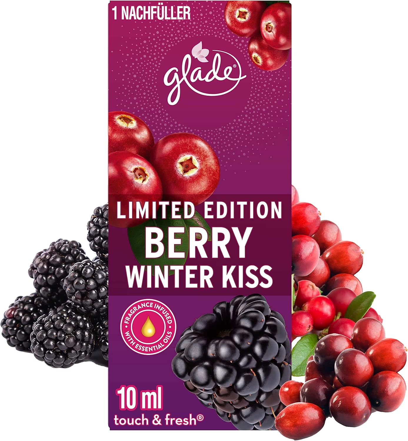 Glade Touch & Fresh (Brise One Touch) Nachfüller, Lufterfrischer Minispray, Berry Winter Kiss 6x10ml