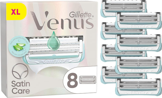 Gillette Venus Satin Care Damenrasierklingen, 8 ORIGINAL Ersatzklingen für den Intimbereich – Kompatibel mit Venus Rasierern